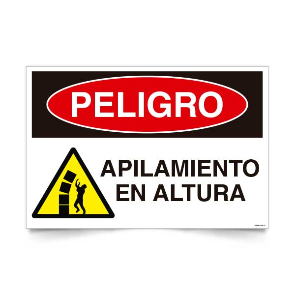 Señal de peligro apilamiento altura NCh 1411/1 señalética almacen bodega seguridad