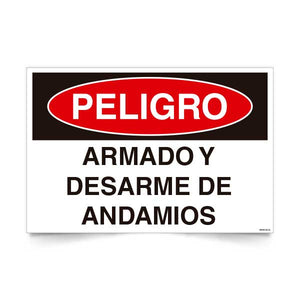 Señal de peligro armado y desarme de andamios NCh 1411/1 señalética EPP