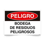 Señal de peligro bodega residuos peligrosos NCh 1411/1 señalética industrial