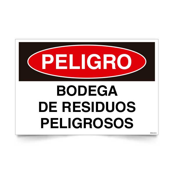 Señal de peligro bodega residuos peligrosos NCh 1411/1 señalética industrial