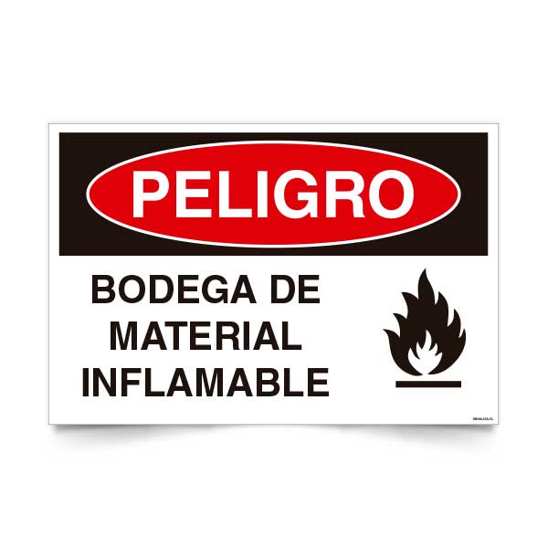 Señal de peligro bodega de material inflamable NCh 1411/1 señaleica EPP