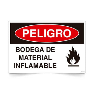 Señal de peligro bodega de material inflamable NCh 1411/1 señaleica EPP