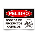 Señal de peligro bodega productos químicos NCh 1411/1 señalética industrial