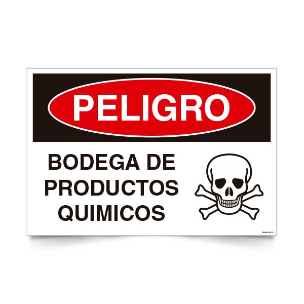 Señal de peligro bodega productos químicos NCh 1411/1 señalética industrial