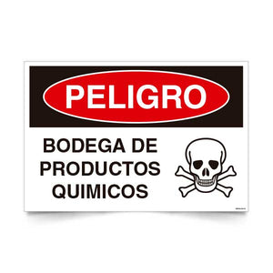 Señal de peligro bodega productos químicos NCh 1411/1 señalética industrial