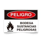 Señal de peligro bodega sustancias peligrosas NCh 1411/1 señalética industrial