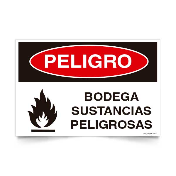 Señal de peligro bodega sustancias peligrosas NCh 1411/1 señalética industrial