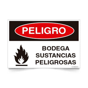 Señal de peligro bodega sustancias peligrosas NCh 1411/1 señalética industrial