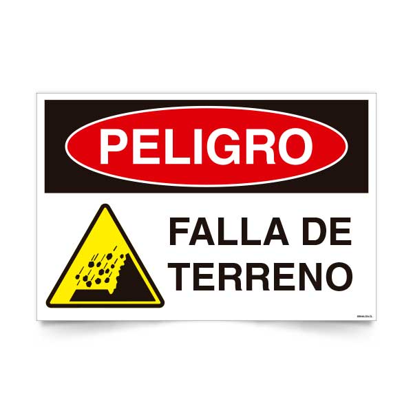Señal de peligro falla de terreno NCh 1411/1 señalética EPP