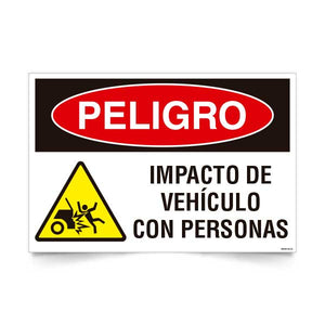 Señal de peligro impacto de vehiculo con personas NCh 1411/1 señalética EPP