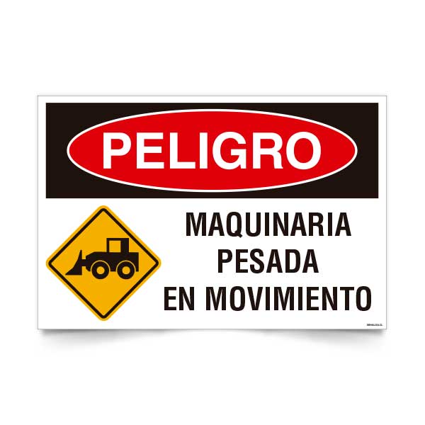 Señal de peligro maquinaria pesada en movimiento NCh 1411/1 señalética obras