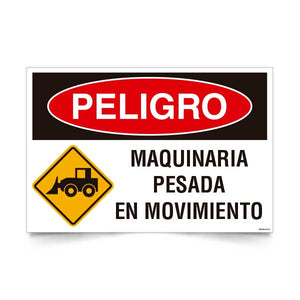 Señal de peligro maquinaria pesada en movimiento NCh 1411/1 señalética obras