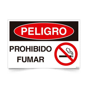Señal de peligro prohibido fumar NCh 1411/1 señalética industrial seguridad