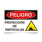 Señal de peligro proyeccion de particulas NCh 1411/1 señaleica EPP proteccion ocular