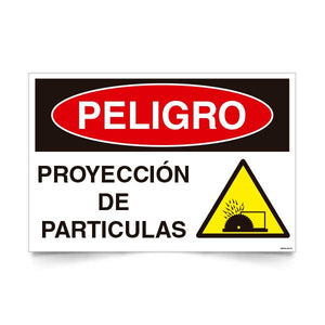Señal de peligro proyeccion de particulas NCh 1411/1 señaleica EPP proteccion ocular