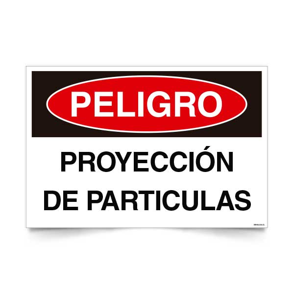 Señal de peligro proyeccion de particulas NCh 1411/1 señalética EPP proteccion ocular