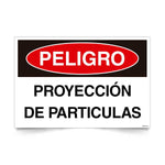 Señal de peligro proyeccion de particulas NCh 1411/1 señalética EPP proteccion ocular