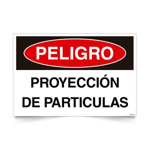 Señal de peligro proyeccion de particulas NCh 1411/1 señalética EPP proteccion ocular