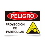 Señal de peligro proyeccion de particulas NCh 1411/1 señalética industrial EPP