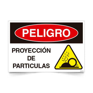 Señal de peligro proyeccion de particulas NCh 1411/1 señalética industrial EPP
