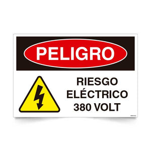 Señal de peligro riesgo eléctrico 380 volt NCh 1411/1 señalética industrial