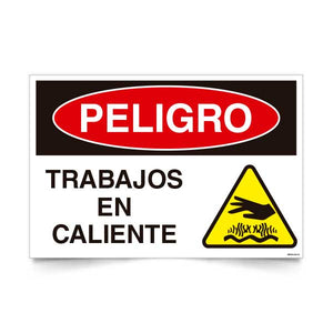 Señal de peligro trabajo en caliente pictograma NCh 1411/1 señalética industrial