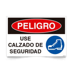 Señal de peligro use calzado de seguridad NCh 1411/1 señalética EPP protección pies