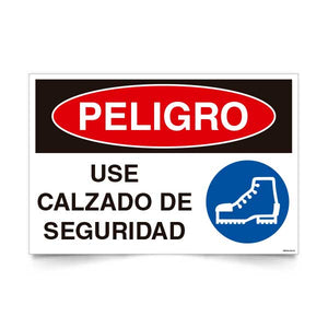 Señal de peligro use calzado de seguridad NCh 1411/1 señalética EPP protección pies