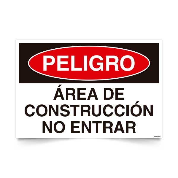 Señal de peligro area construccion no entrar NCh 1411/1 señalética obras seguridad