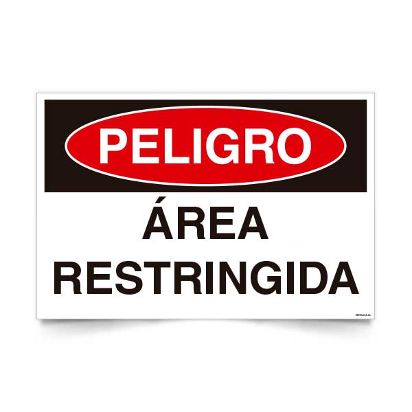 Señal de peligro area restringida NCh 1411/1 señalética industrial seguridad