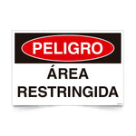 Señal de peligro area restringida NCh 1411/1 señalética industrial seguridad