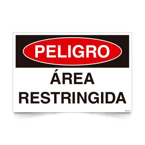 Señal de peligro area restringida NCh 1411/1 señalética industrial seguridad
