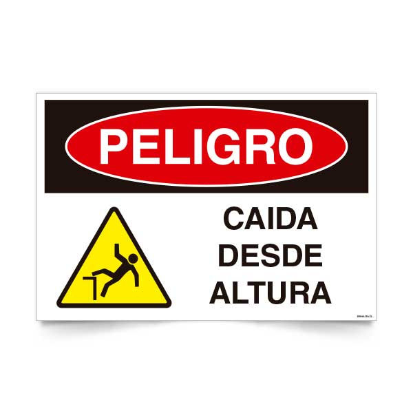 Señal de peligro caida desde altura NCh 1411/1 señalética industrial trabajo altura