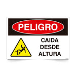 Señal de peligro caida desde altura NCh 1411/1 señalética industrial trabajo altura