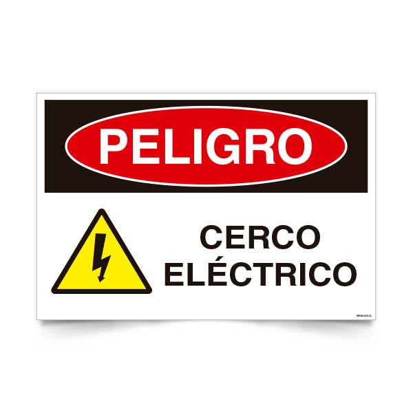 Señal de peligro cerco electrico NCh 1411/1 señalética seguridad perimetro