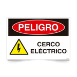 Señal de peligro cerco electrico NCh 1411/1 señalética seguridad perimetro