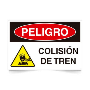 Señal de peligro colision de tren NCh 1411/1 señalética EPP