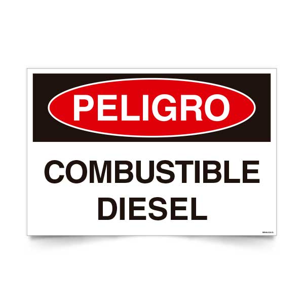 Señal de peligro combustible diesel NCh 1411/1 señalética industrial inflamable