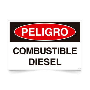 Señal de peligro combustible diesel NCh 1411/1 señalética industrial inflamable