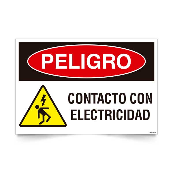 Señal de peligro contacto con electricidad NCh 1411/1 señalética industrial electricidad
