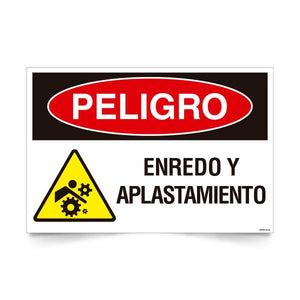 Señal de peligro enredo y aplastamiento NCh 1411/1 señalética EPP