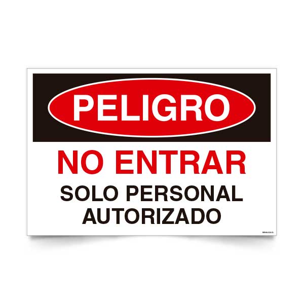 Señal de peligro no entrar solo personal autorizado texto NCh 1411/1 señalética