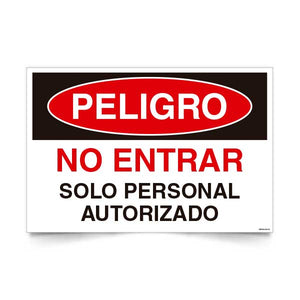 Señal de peligro no entrar solo personal autorizado texto NCh 1411/1 señalética