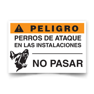 Señal de peligro perros de ataque en las instalaciones no pasar NCh 1411/1 señaleica
