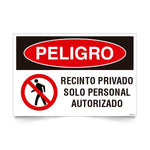 Señal de peligro recinto privado solo personal autorizado NCh 1411/1 señaleica EPP