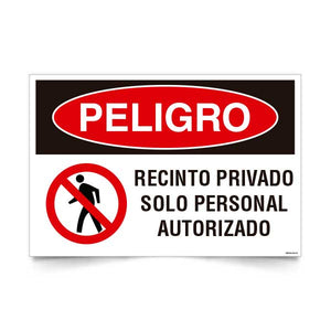 Señal de peligro recinto privado solo personal autorizado NCh 1411/1 señaleica EPP