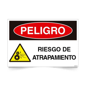 Señal de peligro riesgo de atrapamiento NCh 1411/1 señalética industrial maquinaria