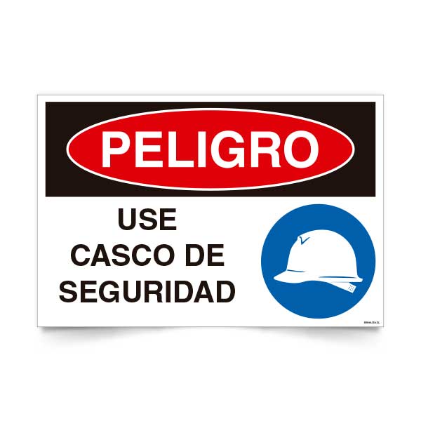 Señal de peligro use casco de seguridad NCh 1411/1 señalética EPP protección cabeza