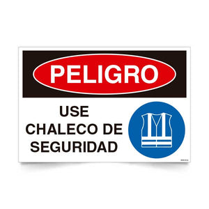 Señal de peligro use chaleco de seguridad NCh 1411/1 señalética EPP alta visibilidad