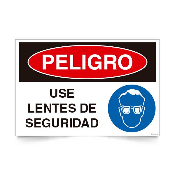 Señal de peligro use lentes de seguridad NCh 1411/1 señalética EPP protección ocular